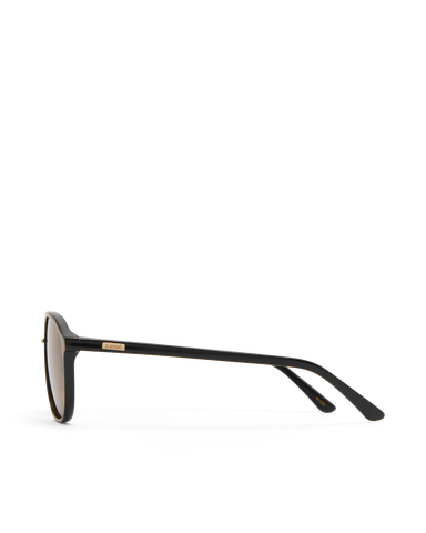 Oversized women's aviator sunglasses with a, flat-top brow bar, keyhole cut, double bridge, and slim arms.