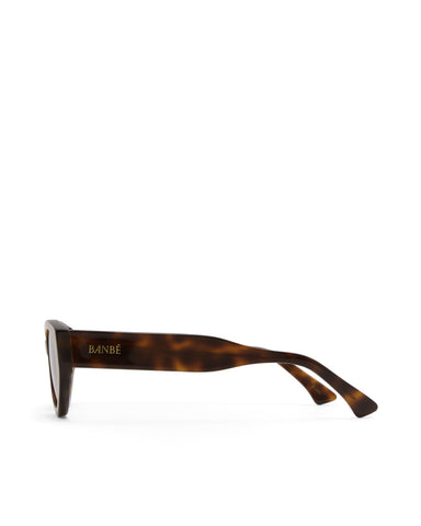 women's sunglasses with thick sculpted brown cat-eye frames with a bold statement silhouette
